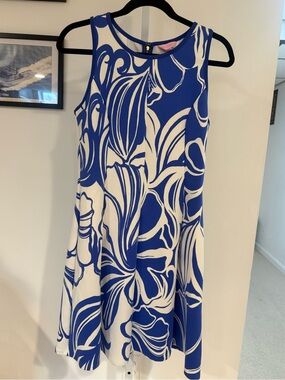 Lilly Pulitzer Royal Blue and White Floral Midi Dress